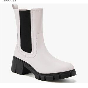 NEW Lug Sole Platform Boots Mid Calf Elastic Chunky Block Heel Chelsea Booties